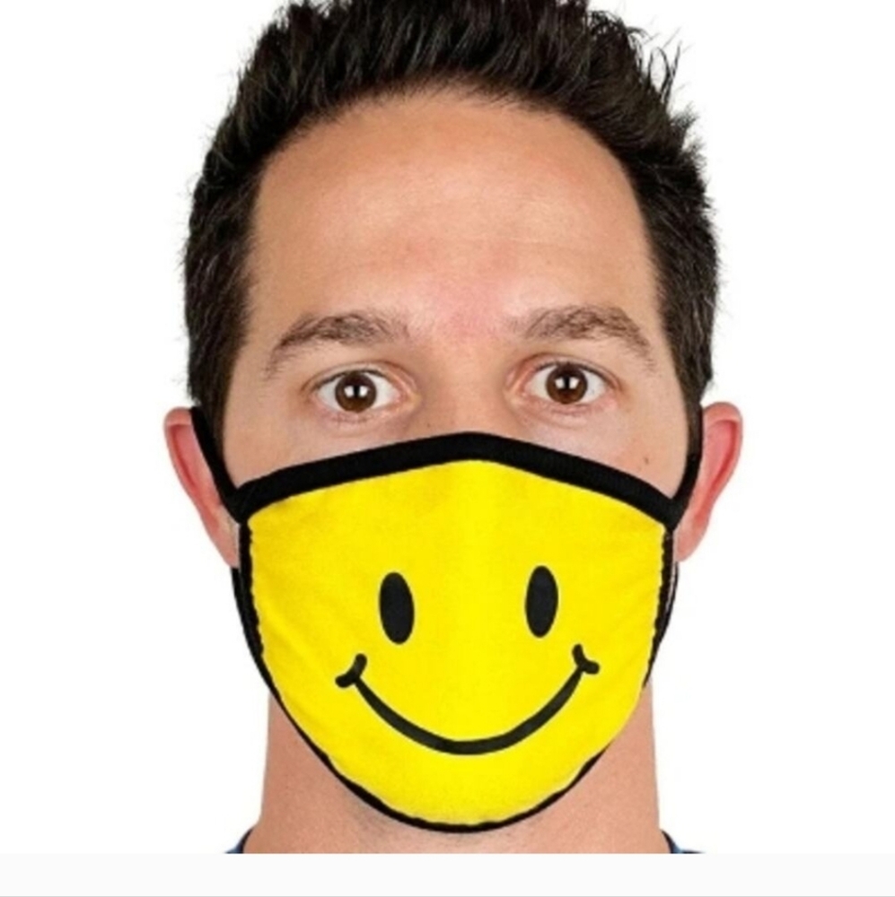Tipsy Elves Yellow Smiley‎ Cloth Face Mask NWT